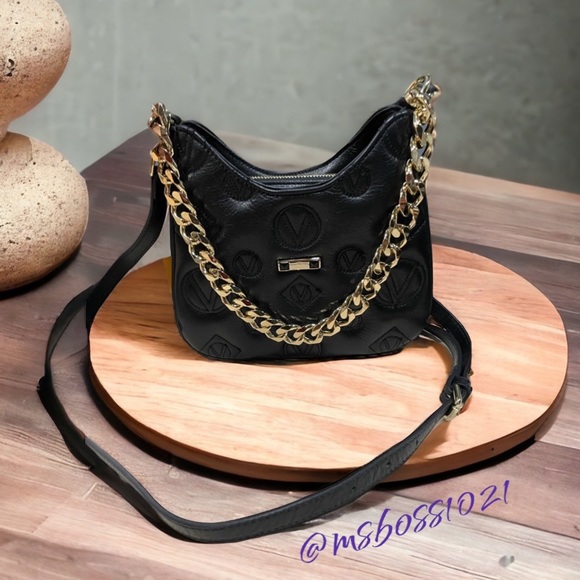 Valentino Bags Valentino Black Quilted Crossbody With Gold Chain